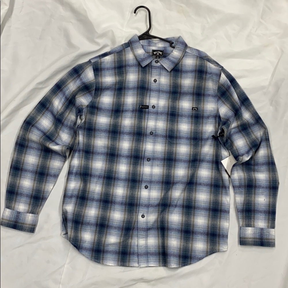 Billabong coastline flannel lt blue size large NWT